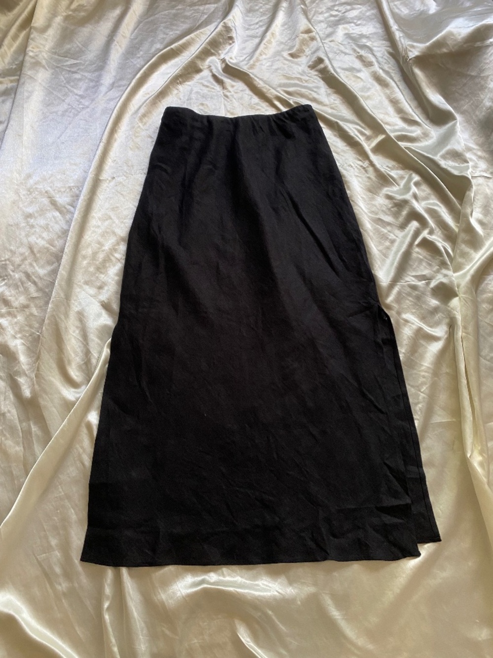 J. Crew Black 100% Linen Column Maxi Skirt Slits XXS Minimalist